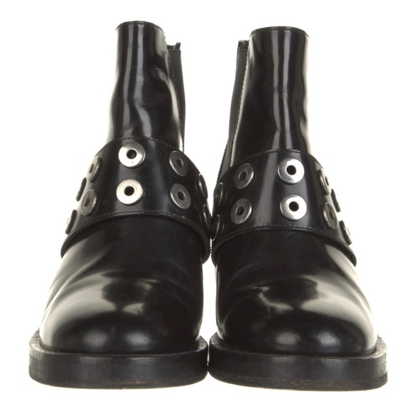 Sandro Paris Black Leather Chelsea boot With Grommets Size 5 - Picture 3 of 11